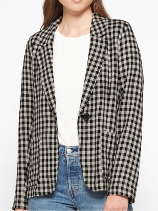 Sanctuary Jackets & Blazers - SANCTUARY Black and White Checkered Linen Blend Blazer Jacket Large L NEW NWT